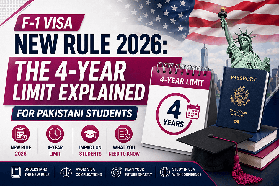 F-1 visa new rule 2026 four year limit explained for Pakistani students